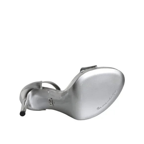 Dolce & Gabbana Silver KEIRA Heels Ankle Strap Sandals Shoes - Picture 6 of 10